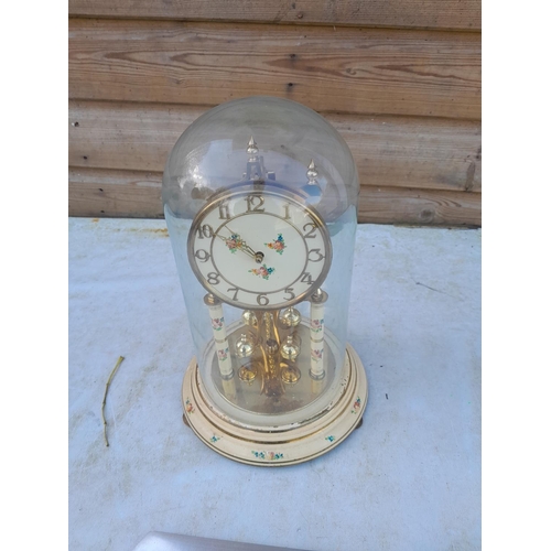 194 - Vintage anniversary clock in glass dome