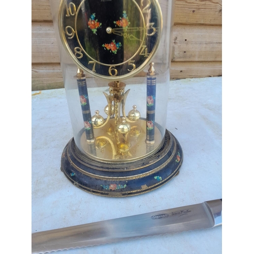 199 - Vintage anniversary clock in glass dome