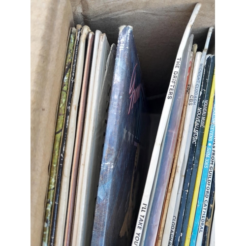 206 - Box of vinyl record albums : commercial pop compilations, easy listening etc.