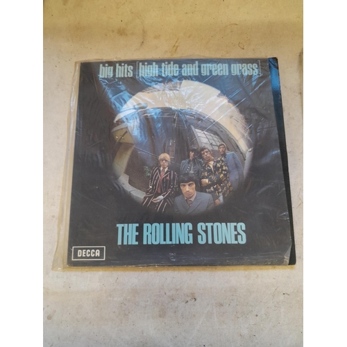 269 - 2 x vinyl record albums  : Rolling Stones Self Titled Hits & High Tide both barely played