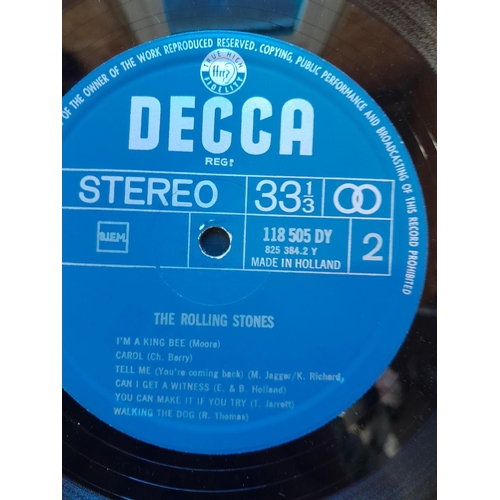 269 - 2 x vinyl record albums  : Rolling Stones Self Titled Hits & High Tide both barely played