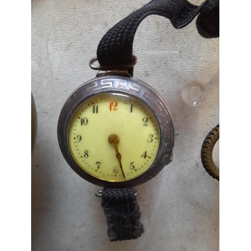 287 - .800 silver case pocket watch and one other, silver case ladies watch, all spares repairs