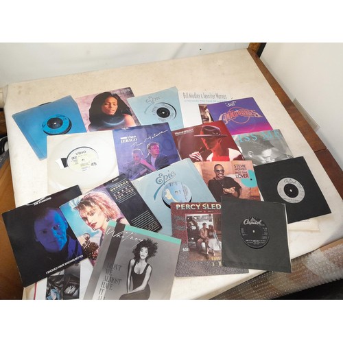 296 - Collection of vinyl record singles : commercial pop from 1060s - 1980s. Beatles EP included