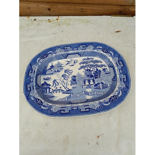 360 - Early 20th century blue and white meat plate