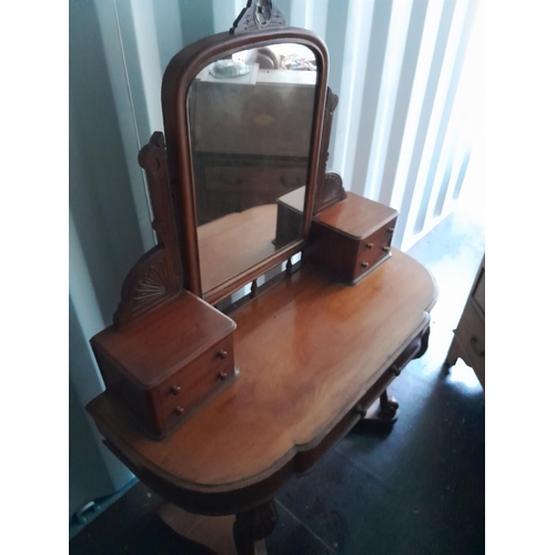 368 - Edwardian mahogany dressing table with caryatid legs