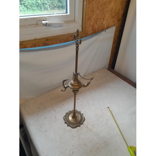 442 - 19th century Dutch brass candle stand / oil lamp burner