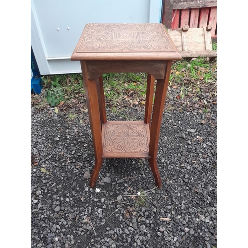 1A - Vintage carved oak side table