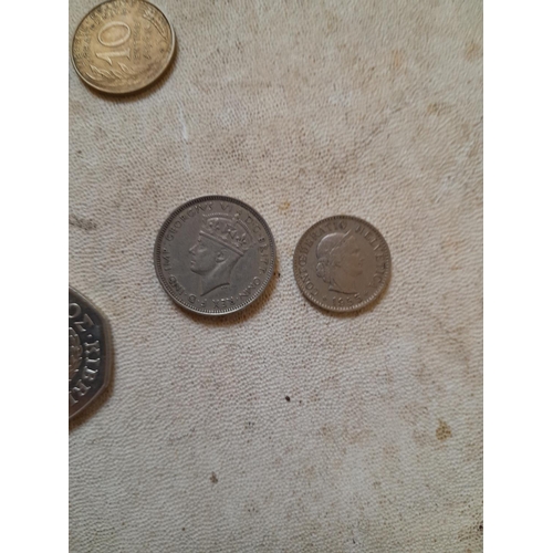 32 - Coins : tin of coins of the world  1939 British West Africa Three Pence