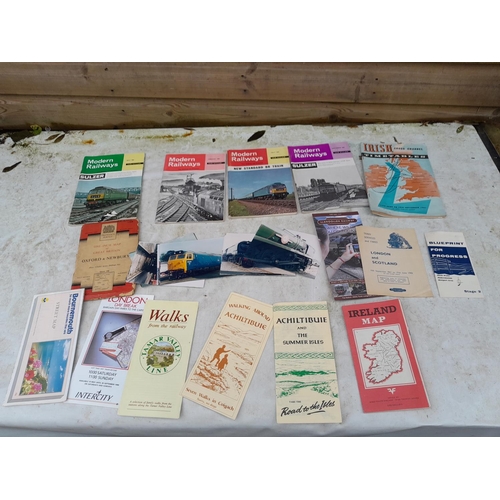 93 - Mixed array of railway ephemera : timetables, magazines, re schedule notices, tourist information et... 