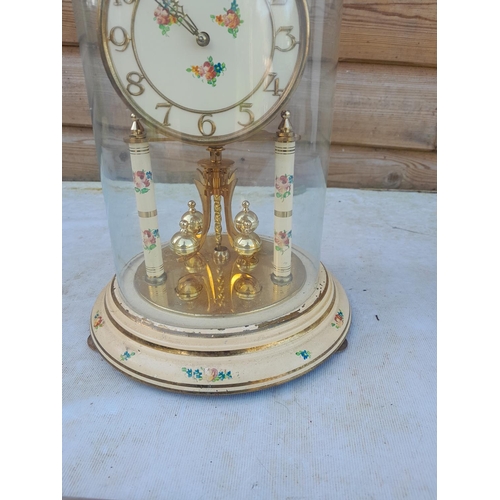 334 - Vintage anniversary clock in glass dome