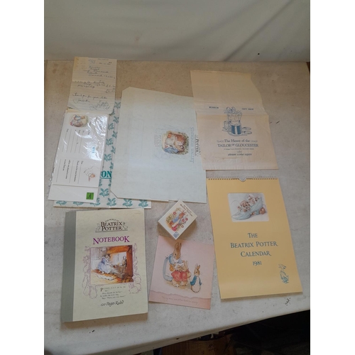 5 - Beatrix Potter earrings, boxed, notebook, calendar etc.