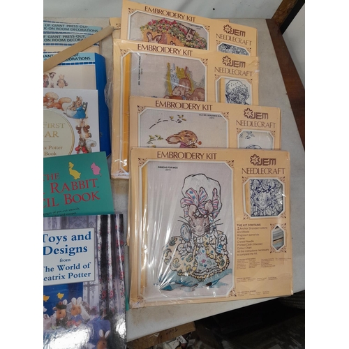 24 - Beatrix Potter and World of Peter Rabbit collectables : Embroidery kits, stencil set etc.