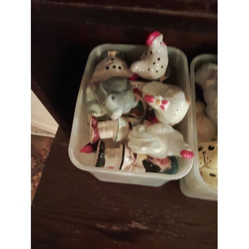 12 - Decorative ornaments, boxes of animal and other salt and peppers etc.