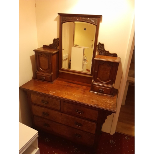 28 - Edwardian red walnut carved dressing table