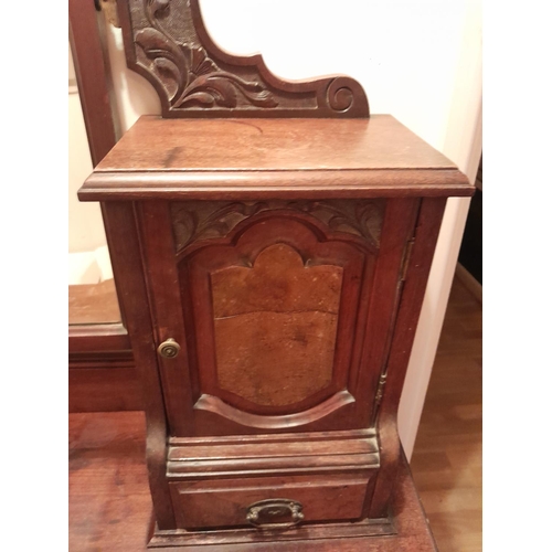 28 - Edwardian red walnut carved dressing table