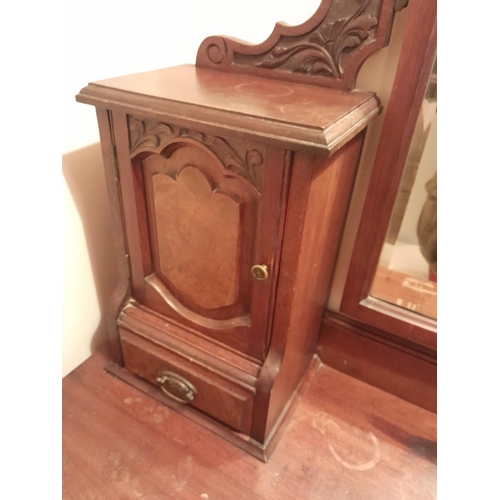 28 - Edwardian red walnut carved dressing table