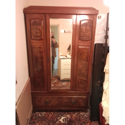 29 - Late Victorian carved red walnut wardrobe