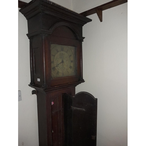 37 - 19th century oak case 30 hour long case clock Borrett of Stowmarket 50 cms x 25 cms x 210 cms