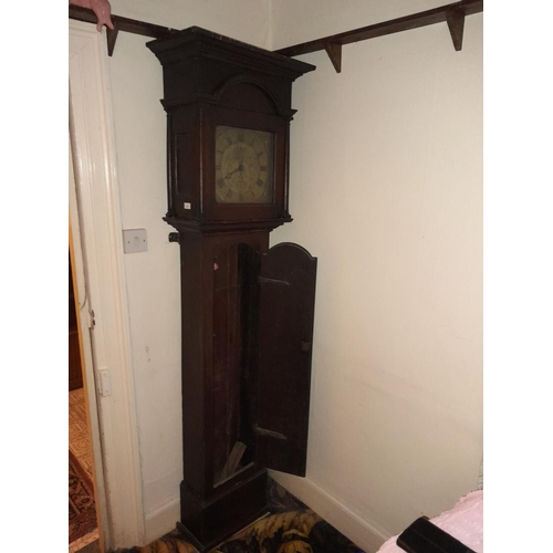 37 - 19th century oak case 30 hour long case clock Borrett of Stowmarket 50 cms x 25 cms x 210 cms