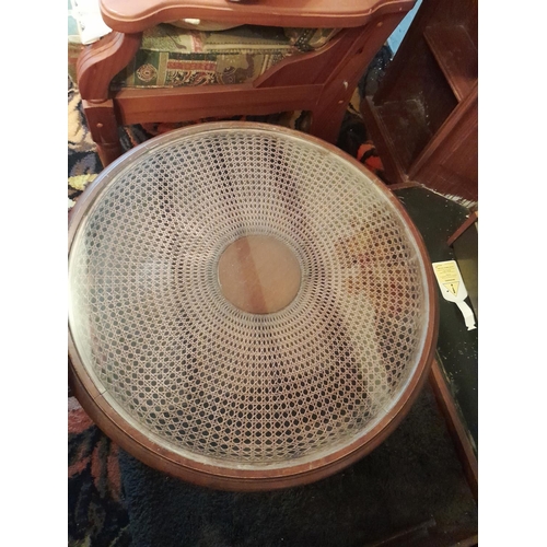 40 - Items of furniture : damaged wicker chair, coffee tables, Edwardian mahogany occasional table etc