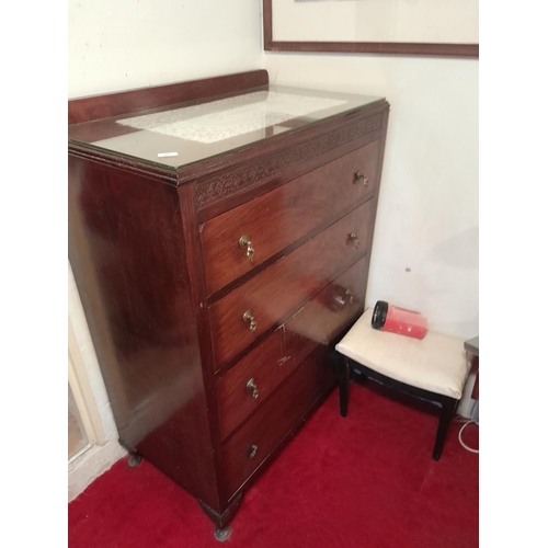 45 - Vintage mahogany chest of drawers 93 cms x 54 cms x 124 cms