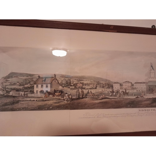 46 - 19th century full size frame Sidmouth Panoramic print, engraved by Havell 57 cms x 300 cms