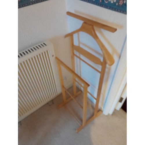 2 - Clothes rails and vintage pine carver chair