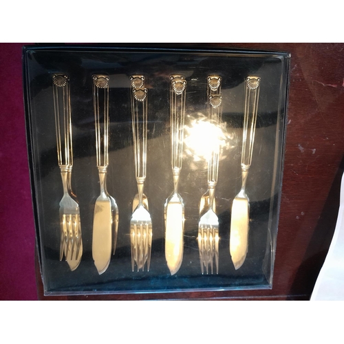 50 - Chess set and board and plated cutlery