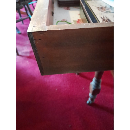 51 - Edwardian mahogany two  drawer side table 106 cms x 49 cms x  75 cms