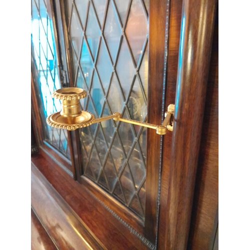 69 - Unusual 19th century Continental rosewood secretaire bookcase, with astragal glaze top with carved f... 