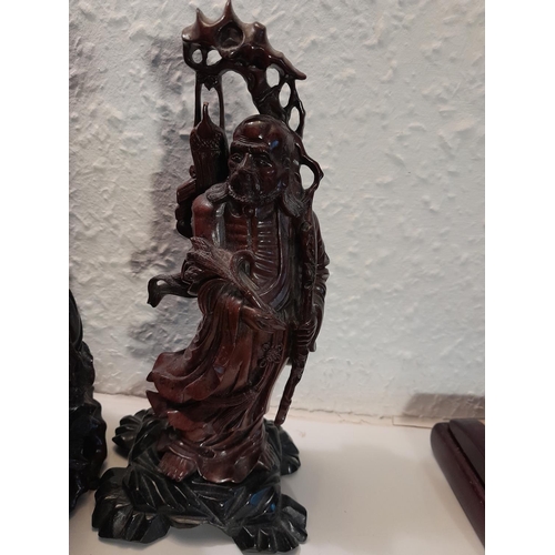 79 - 3 x late 19th century carved Chinese hardwood deities