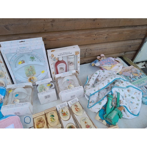 109 - World of Beatrix Potter and Peter Rabbit collectables : bath room items, baby feeders and related it... 