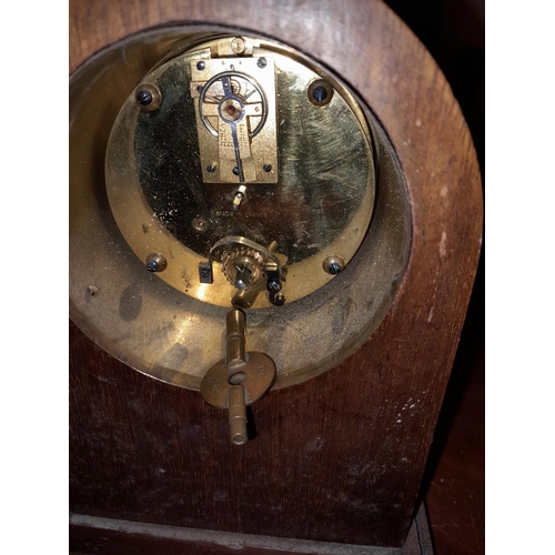 121 - Edwardian inlaid dome top mantle clock