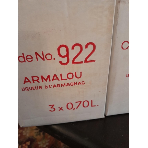 128 - 5 x bottles of unopened Armalou Armagnac liqueur 3 boxed 2 loose