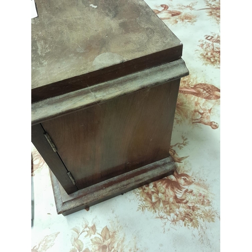 138 - Late 19th century mahogany and burr wood box with two inner drawers gilded brass recessed handles