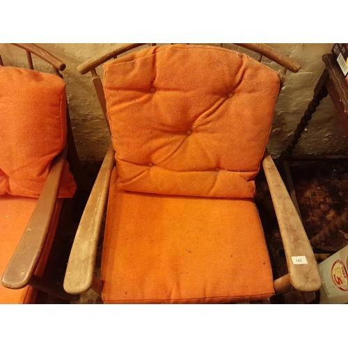 146 - Mid 20th century two seater and easy chair for re upholstering and restoration