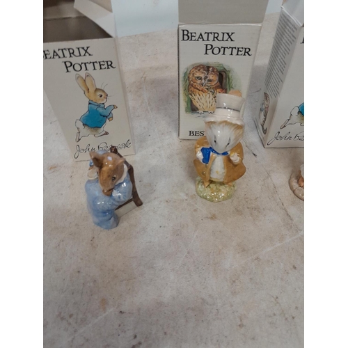 133 - World of Beatrix Potter and Peter Rabbit collectables : 4 x Boxed Beswick figures all brown back sta... 