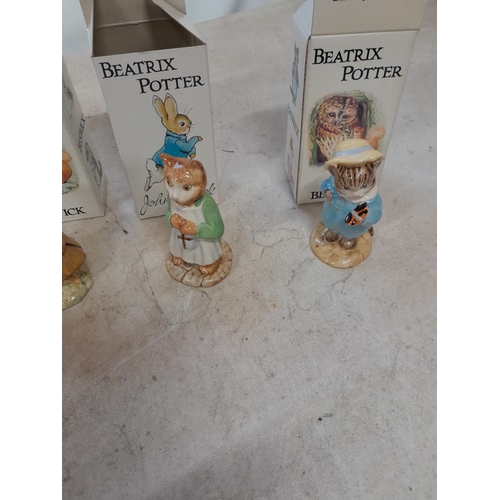 133 - World of Beatrix Potter and Peter Rabbit collectables : 4 x Boxed Beswick figures all brown back sta... 