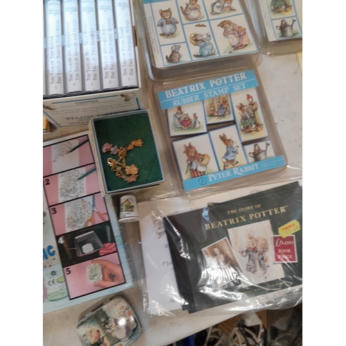 135 - World of Beatrix Potter and Peter Rabbit collectables : jewellery, cards, new old stock sealed etc. ... 