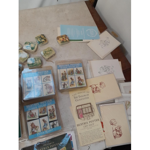 135 - World of Beatrix Potter and Peter Rabbit collectables : jewellery, cards, new old stock sealed etc. ... 