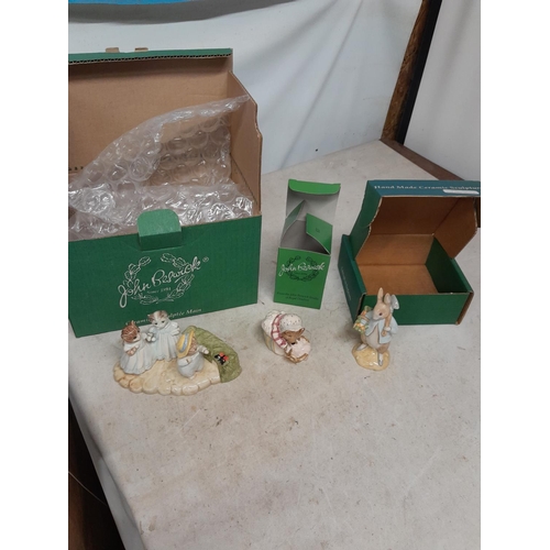 144 - World of Beatrix Potter and Peter Rabbit collectables : 3 x Beswick figures in good order , boxed,