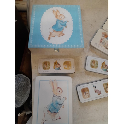 160 - World of Beatrix Potter and Peter Rabbit collectables : various tins and pencil tins