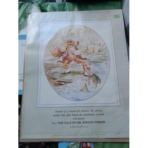 165 - World of Beatrix Potter and Peter Rabbit collectables : posters mounted on card and Royal Albert adv... 