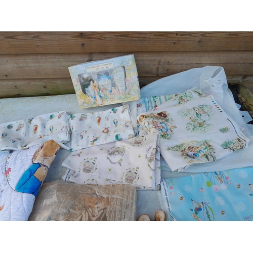 166 - World of Beatrix Potter and Peter Rabbit collectables : textiles and fabrics, cushion and related it... 