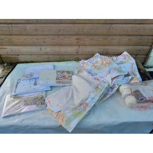 167 - World of Beatrix Potter and Peter Rabbit collectables : testiles including pair of curtains, new old... 