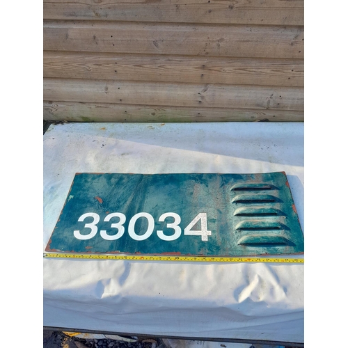 34 - Vintage railway flame cut diesel locomotive number plate with related ephemera