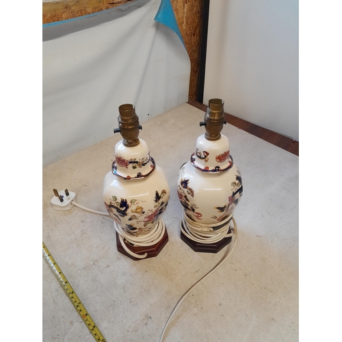 48 - Masons Mandalay pair of lamps, 12” including base and fitting