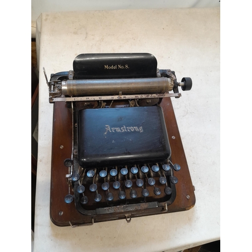 62 - Very Rare Armstrong Model No 8 typewriter in metal case from early 20th century