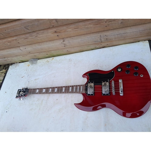 129 - Vintage Encore ox blood body electric guitar