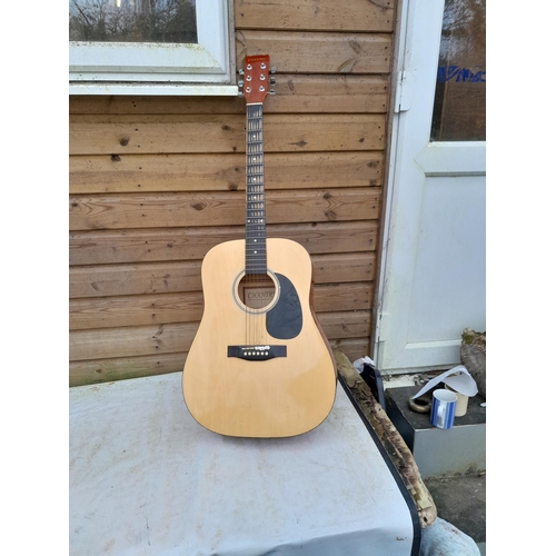 132 - Chantry acoustic deep body guitar, good resonance & needs new strings